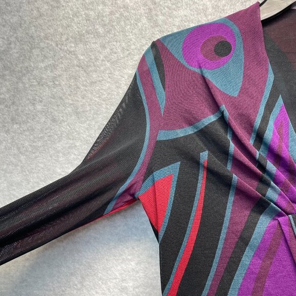 Vivienne Tam Vintage Chinese Opera Mask Print Mesh Top Y2K 90's Womens Medium - Picture 4 of 10